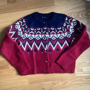 GAP brushed fair isle cropped sweater, size small